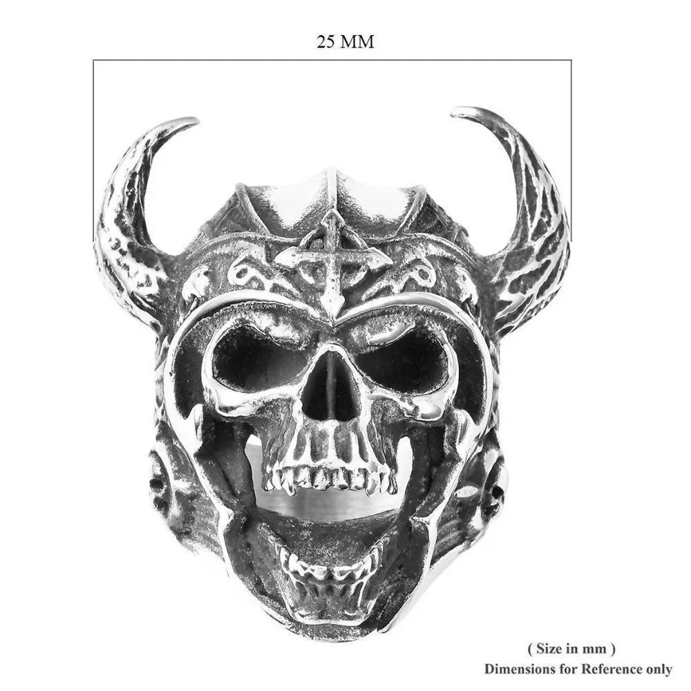 Tribal King Skull Ring in Black Oxidized Stainless Steel Size 12